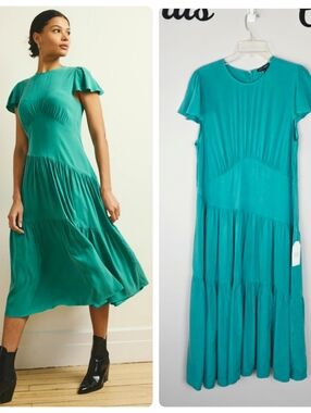 Universal Standard Mariella Stretch Cupro Green Dress US XL NWT